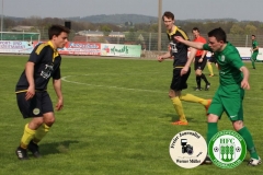 2018-04-21
SC 1911 Großröhrsdorf in schwarz
-
 Hoyerswerda FC in grün 
1:1
 Foto: Werner Müller